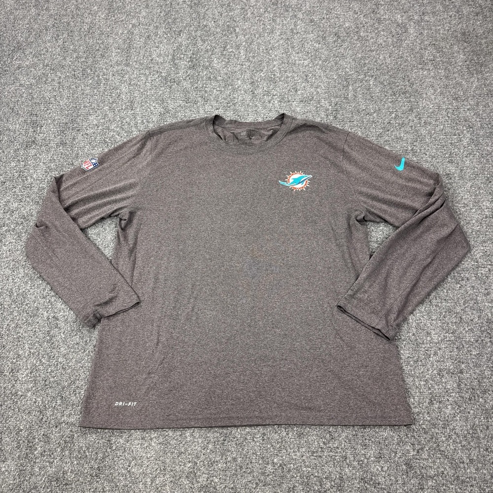 Miami Dolphins Shirt Mens XL Gray Player Issued NFL Football Nike Dri-FIT